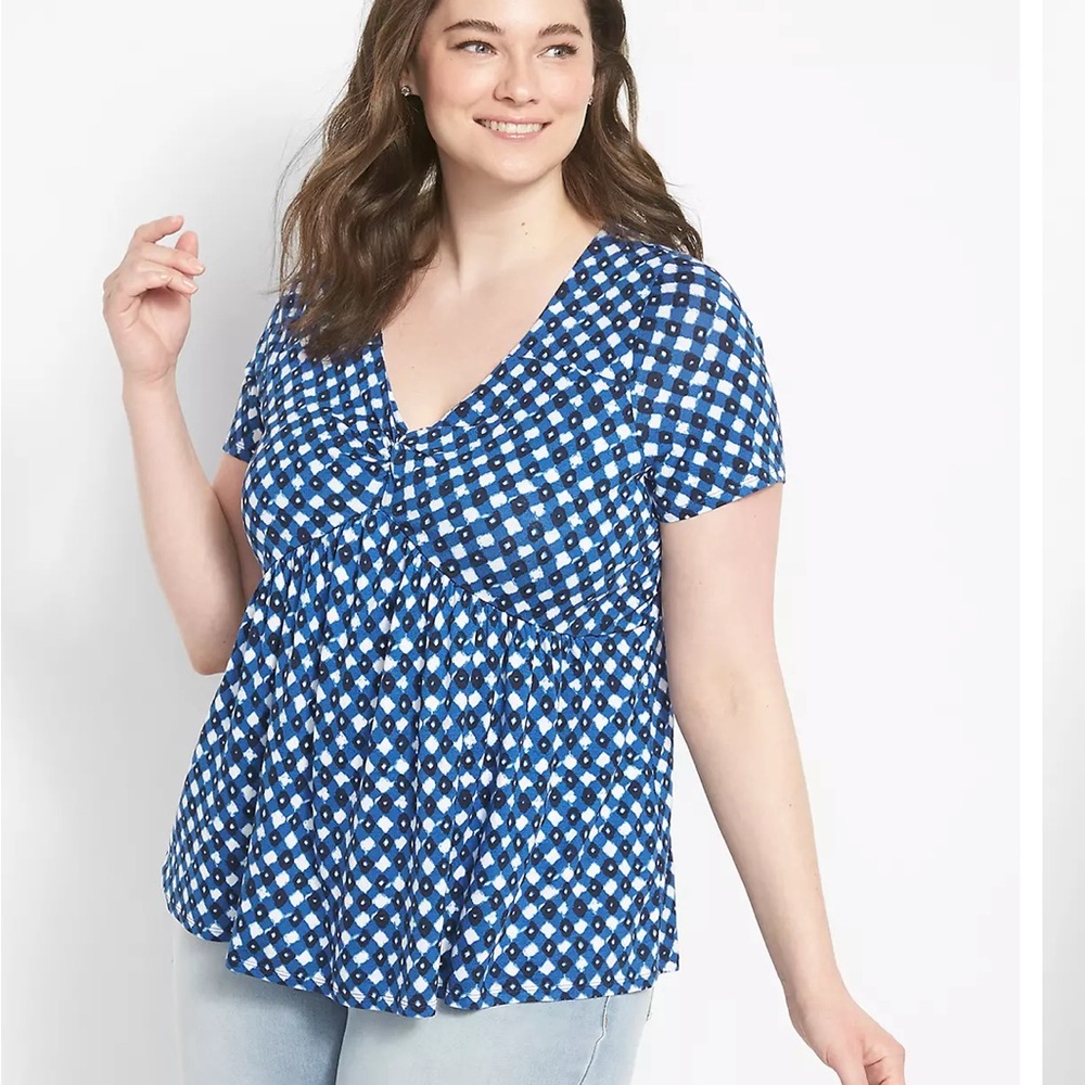 Lane Bryant Geometric Print Babydoll Top  Size 26/28